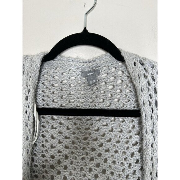 Aerie Long Open Cardigan Gray Cozy Knit Fall Winter Relaxed Size Medium - Picture 4 of 11